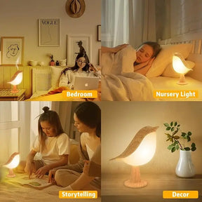 Luminária Pássaro LED Touch Art Déco Recarregável