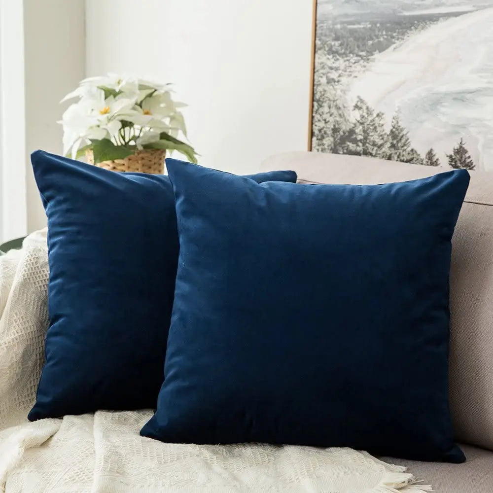 Capa de Almofada de Veludo Azul Marinho Estilo Nórdico