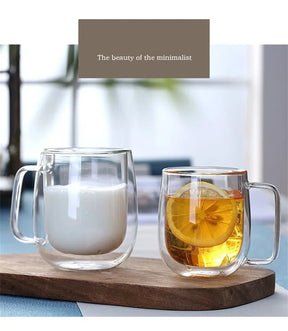 Caneca de Vidro Borossilicato Dupla Parede 150-350ml