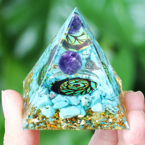 Pirâmide de Cristal Ametista Natural - Gerador de Energia Orgonite