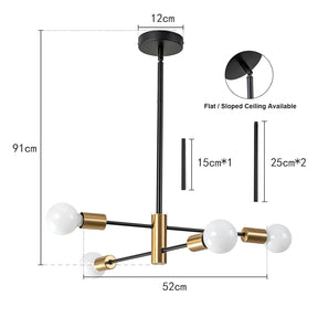 Lustre Sputnik Nórdico Preto LED - Pendente Moderno para Sala