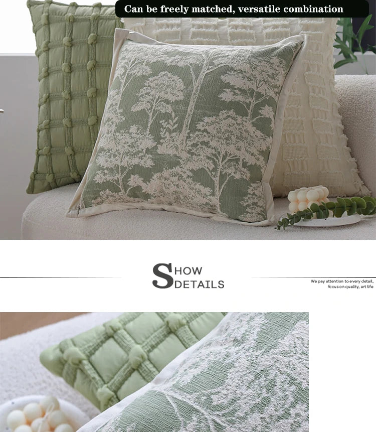 Capa de Almofada Jacquard Verde Matchá para Sofá