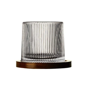 Copo de Whisky Giratório Retrô com Base de Bambu