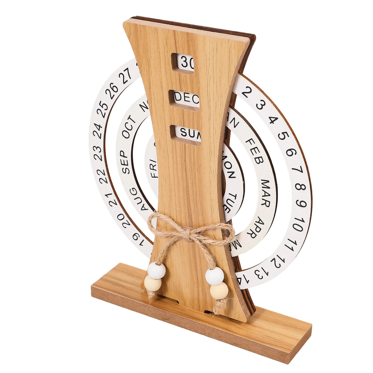 Calendário Perpétuo de Madeira Elegante para Mesa