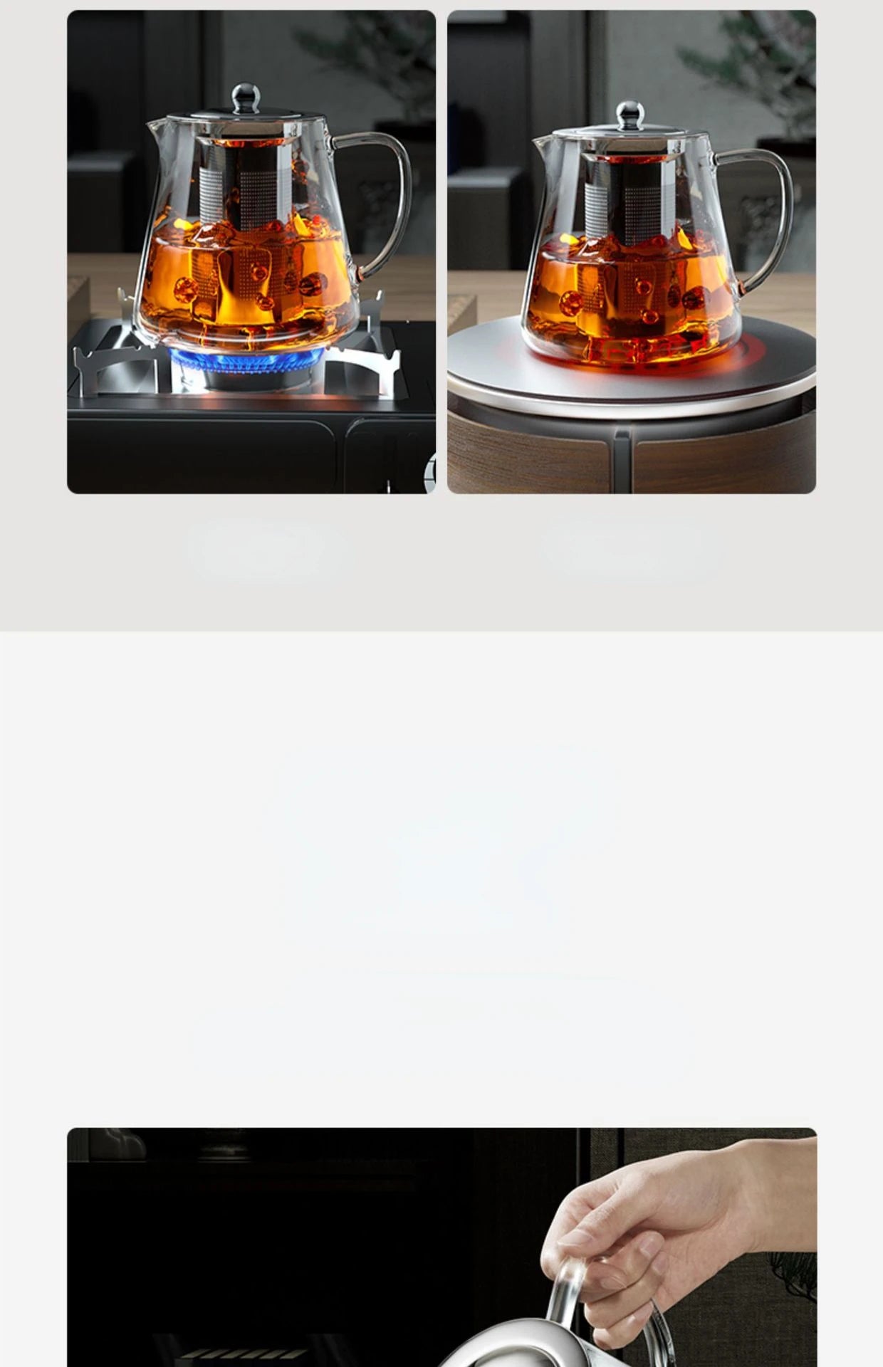 Bule de Vidro Resistente com Infusor de Chá Inox