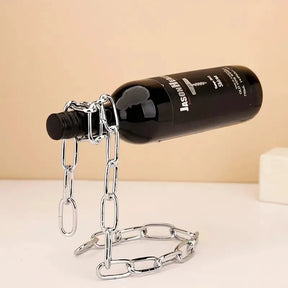 Suporte de Vinho em Corrente de Ferro - Design Criativo para Casa e Cozinha