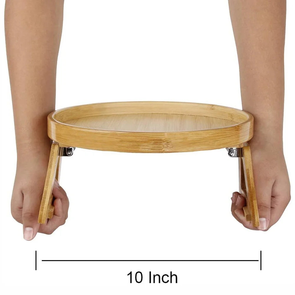 Bandeja de Braço para Sofá em Madeira Natural - Suporte para Controle e Café