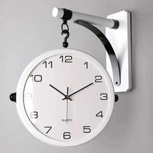 Luxo Madeira Dupla Face Relógios De Parede, Movimento Silêncio, 360 ° Rotativo Relógio De Parede, Estética Sala Decoração Acessórios