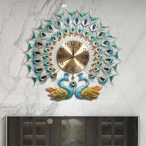 Relógio de Parede Luxo Pavão Duplo - Estilo Moderno