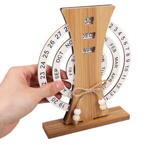 Calendário Perpétuo de Madeira Elegante para Mesa
