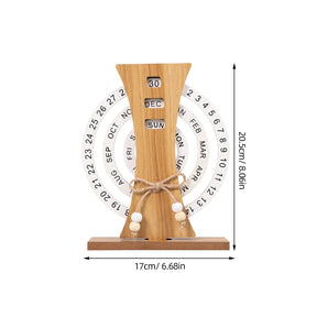 Calendário Perpétuo de Madeira Elegante para Mesa