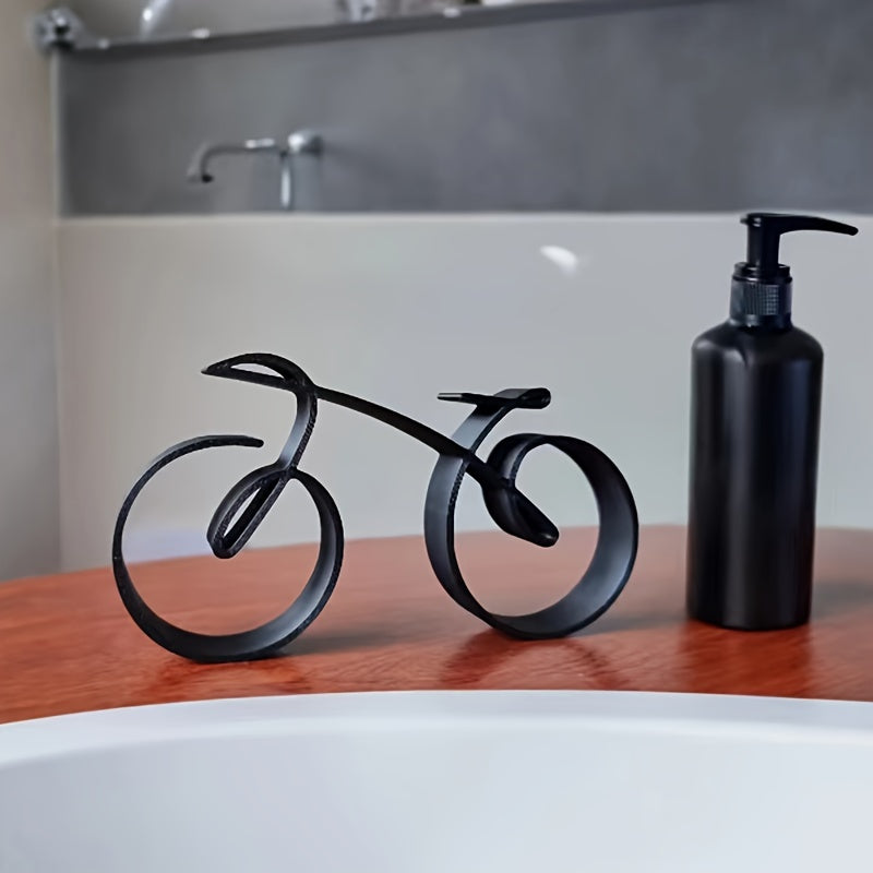 Escultura Abstrata de Bicicleta em Metal Preto - Decoração Moderna para Ambientes Sofisticados