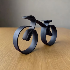 Escultura Abstrata de Bicicleta em Metal Preto - Decoração Moderna para Ambientes Sofisticados