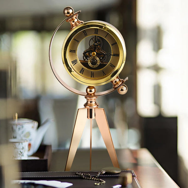 Relógio de Mesa Decorativo Dourado